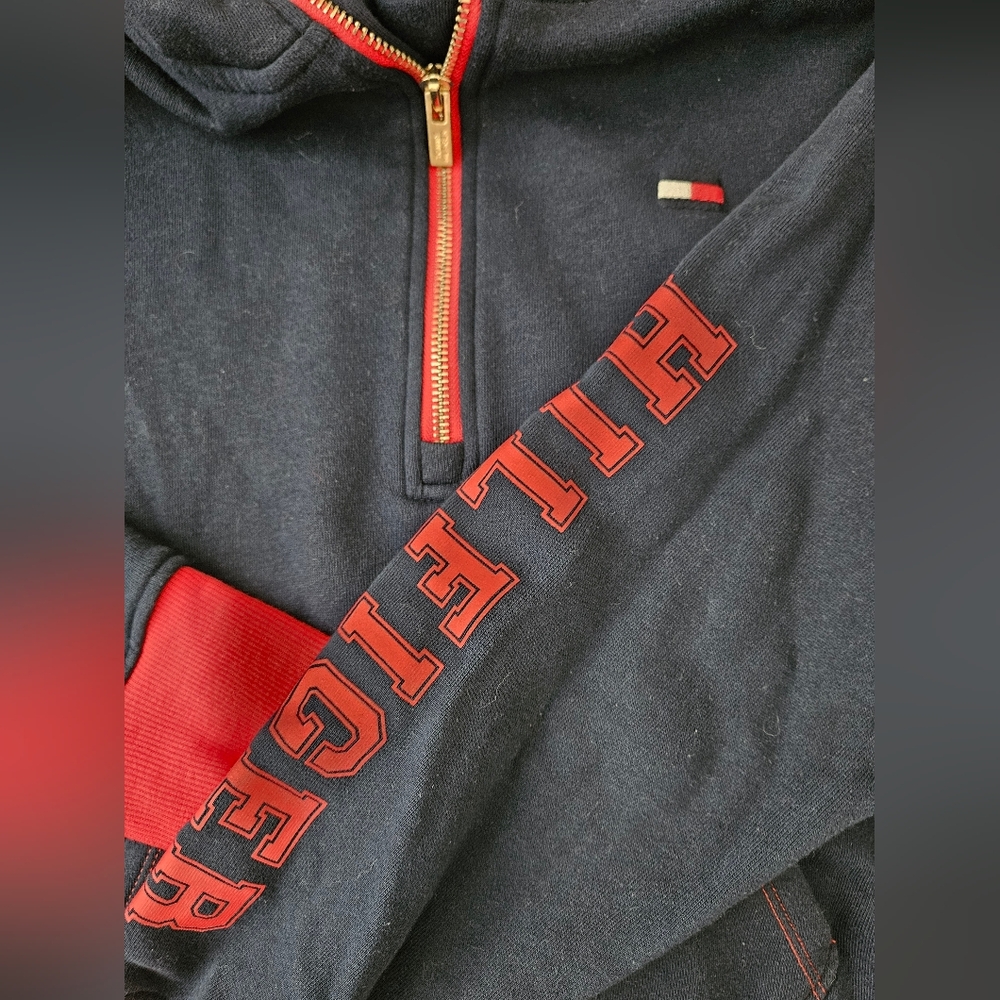 Tommy Hilfiger Sport Navy Hoodie with Red Accents - Picture 3 of 3